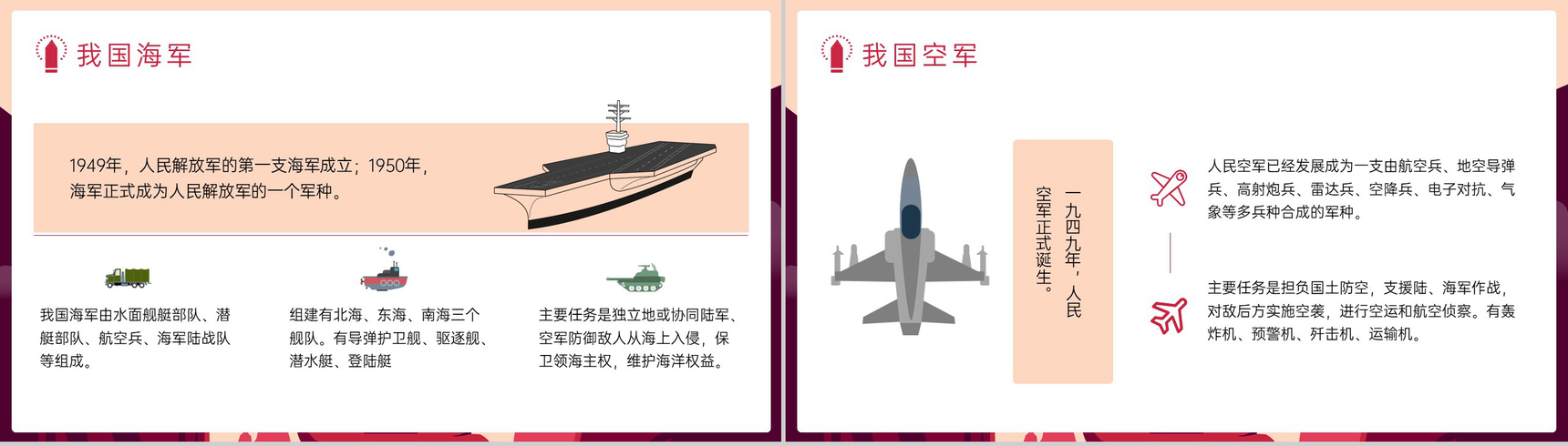 红色中国风国防知识宣讲教育主题班会PPT模板