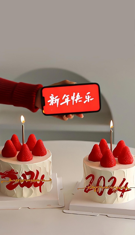 龙年好运中国红新年锁屏壁纸 朝暮又年年可爱小人间