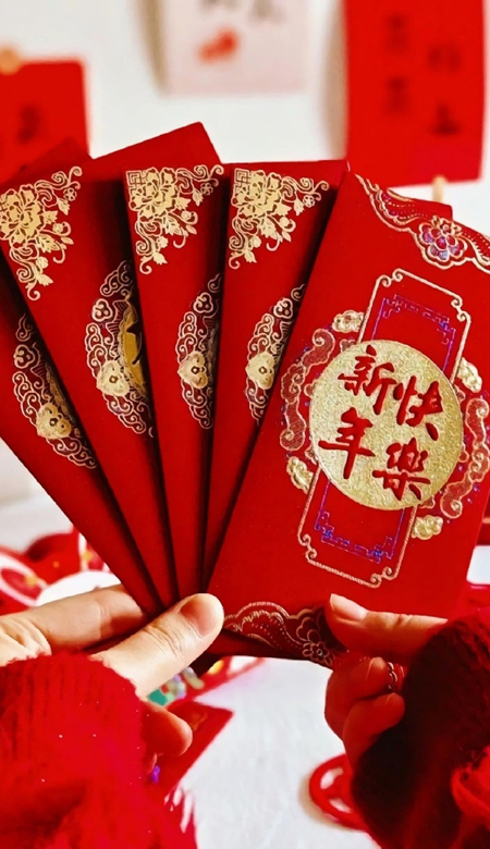 龙年好运中国红新年锁屏壁纸 朝暮又年年可爱小人间