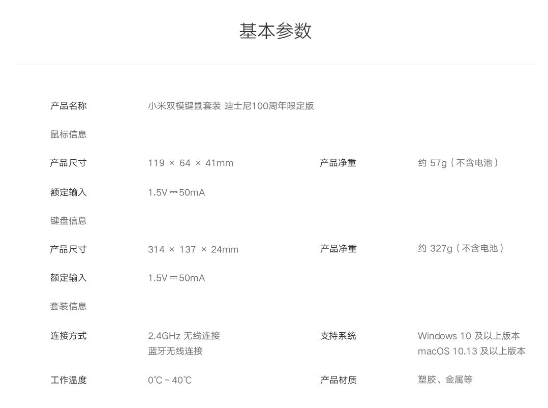 小米草莓熊双模键鼠套装迪士尼 100 周年限定版上架:含支架鼠标垫，售 299 元