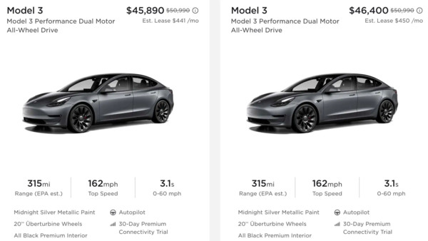 特斯拉Model 3性能版北美价格