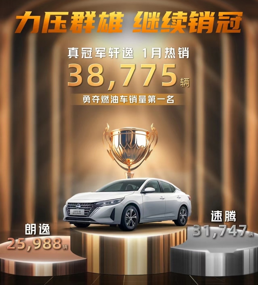 1月份销售38775辆，“力压”速腾、朗逸，东风日产轩逸再获销冠？