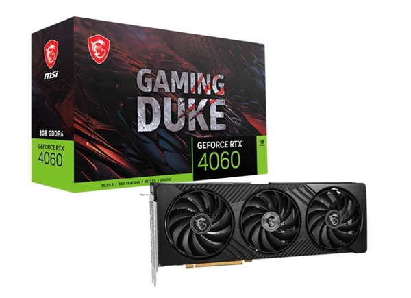 微星推出RTX 4060 8G DUKE 3X暗黑龙爵显卡：纯黑外观、加入碳纤维饰纹