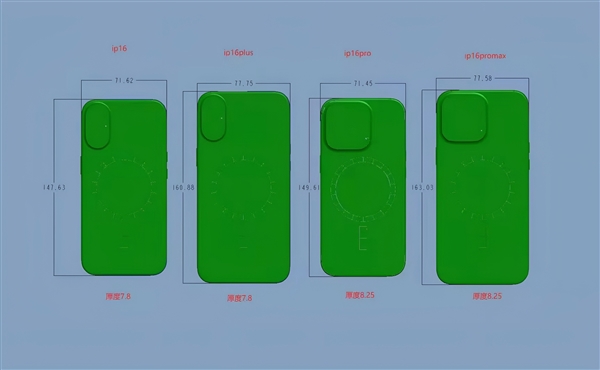 iPhone 16全系尺寸图首爆，Pro版明显增大！