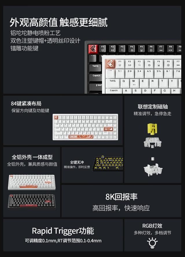 249元! 联想K6X有线磁轴键盘 10 月 21 日开售:8KHz 回报率