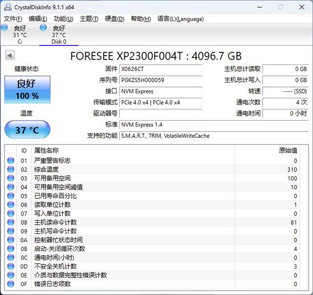 236层 3DTLC闪存! 江波龙FORESEE XP2300 4TB PCIe4.0 SSD评测