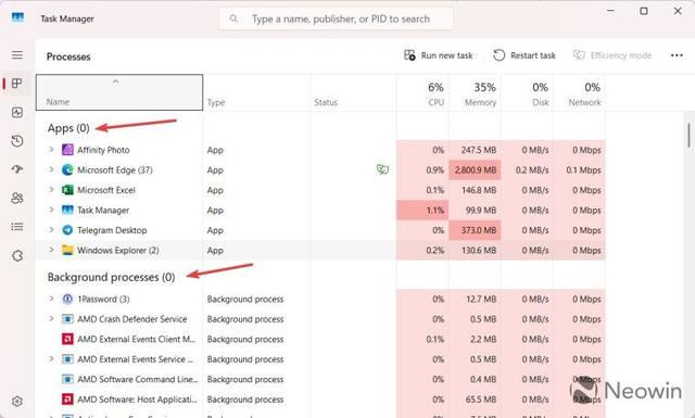 Win11 24H2又出Bug! KB5044384导致任务管理器进程分组计数为0