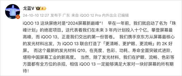 直屏党的梦想旗舰！iQOO 13登上2K直屏最顶峰