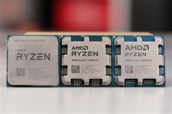 锐龙7 9800X3D/7800X3D/9700X/7700X处理器4.8GHz同频性能对比