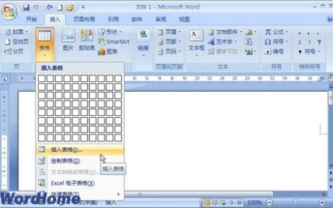 Word2007怎样使用“插入表格”对话框插入表格