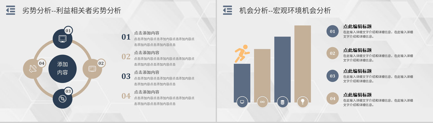 企业战略SWOT分析矩阵威胁机会分析员工部门工作汇报PPT模板