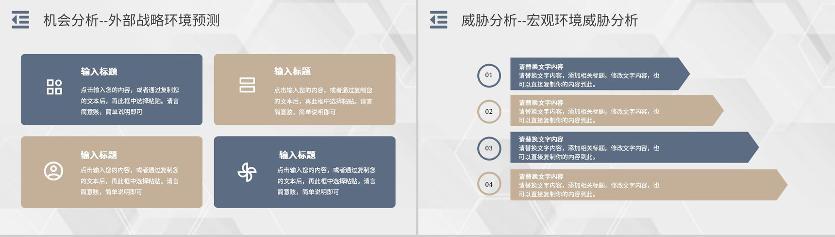 企业战略SWOT分析矩阵威胁机会分析员工部门工作汇报PPT模板