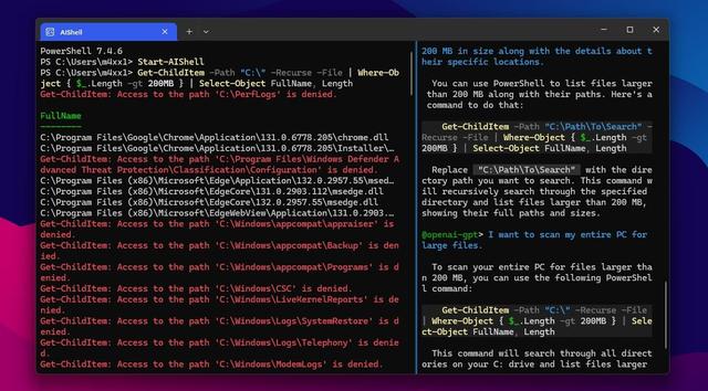微软 AI Shell 实测! Win11 命令行效率利器