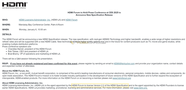 HDMI 2.2官宣！7年了 第一次重大升级