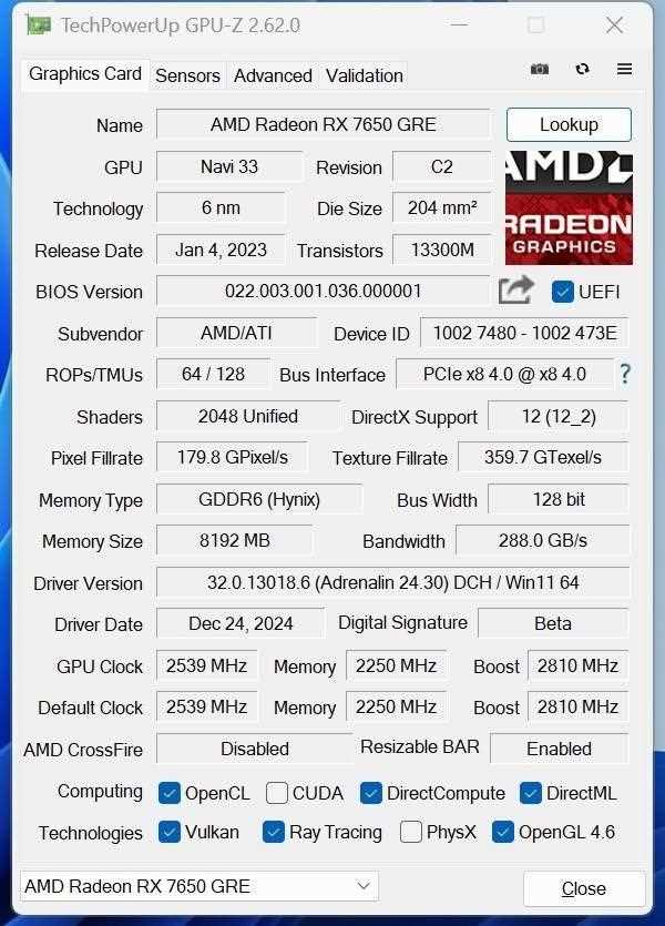 5000元装机新选择! 蓝宝石RX 7650 GRE 8G黑钻版OC显卡评测