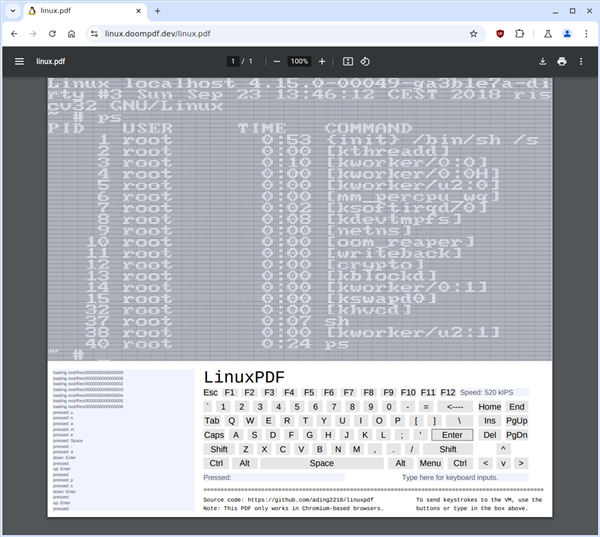 太疯狂了！高中生成功实现在PDF中运行Linux