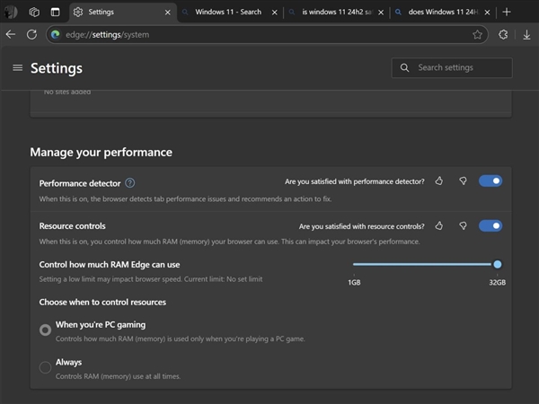 微软Edge迎超实用新功能！可限制内存使用量