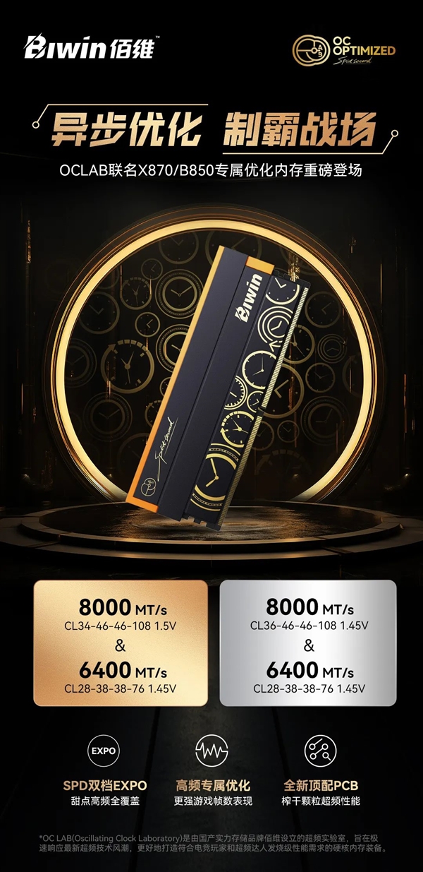 佰维推出全球首款双档EXPO配置内存！DDR5-8000/6400 CL34/28可选