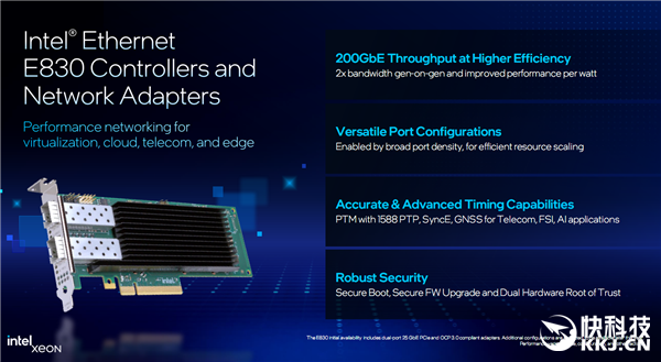 Intel发布两款高性能以太网卡：最高可达20万兆 支持后量子加密