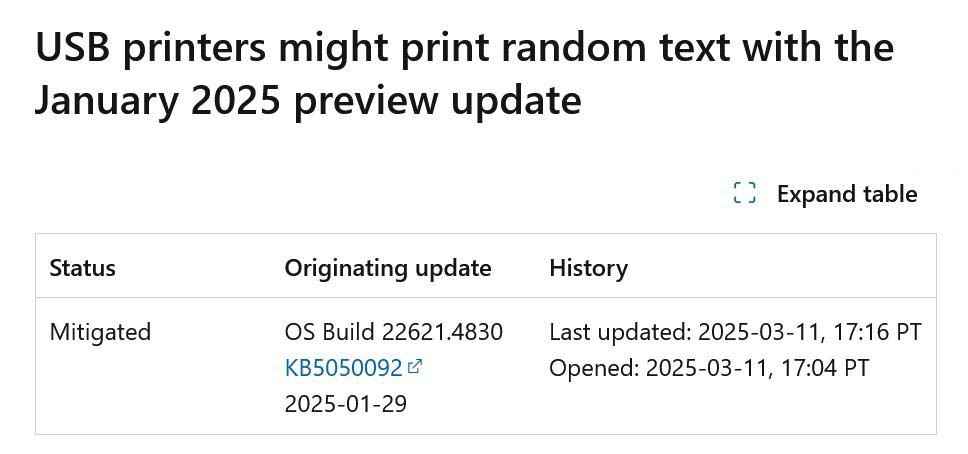 微软发布临时解决方案! 解决Win10/Win11一月可选更新导致打印机乱码问题