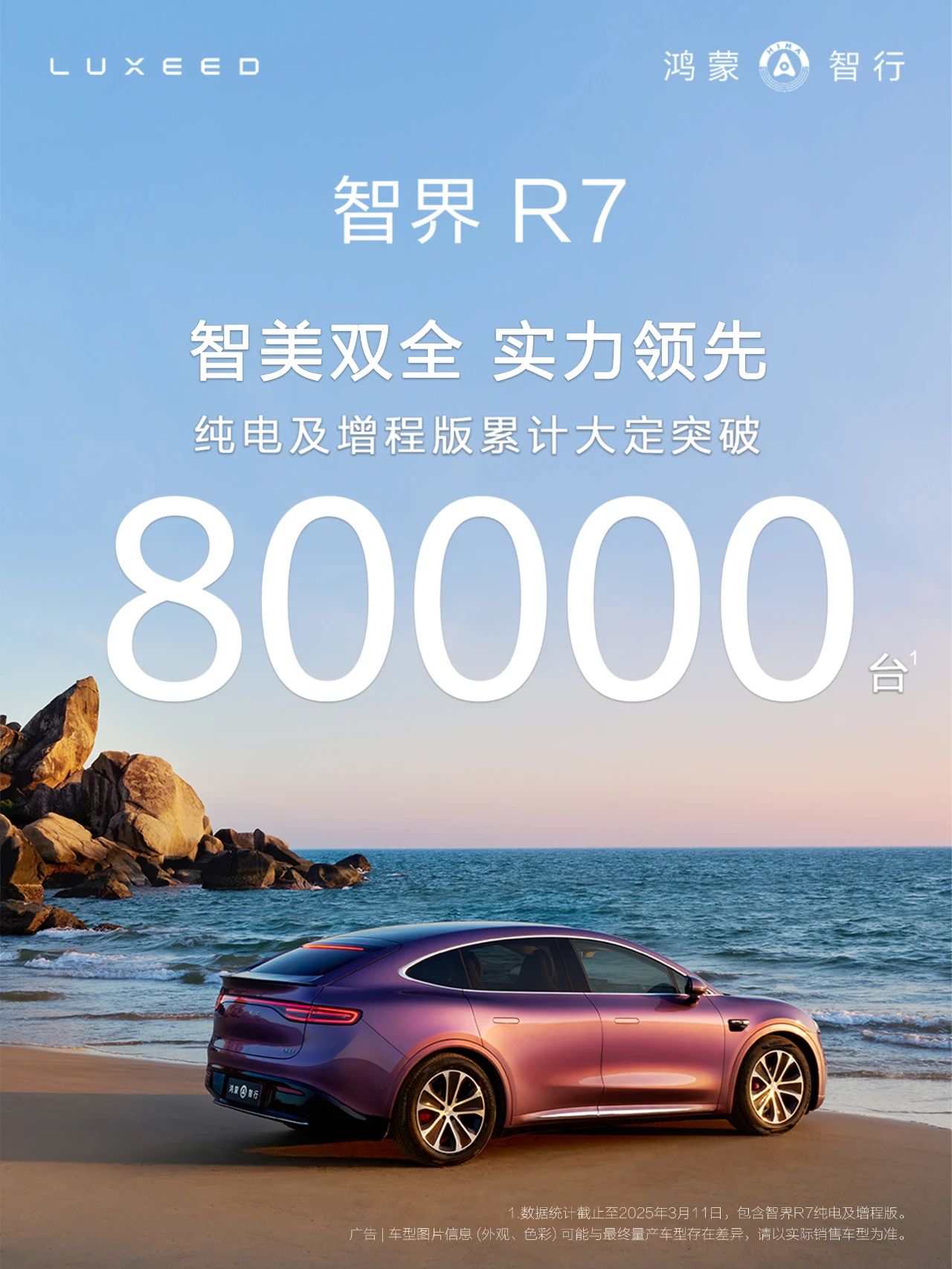 智界R7大定突破8万台，给理想L6与Model Y上压力